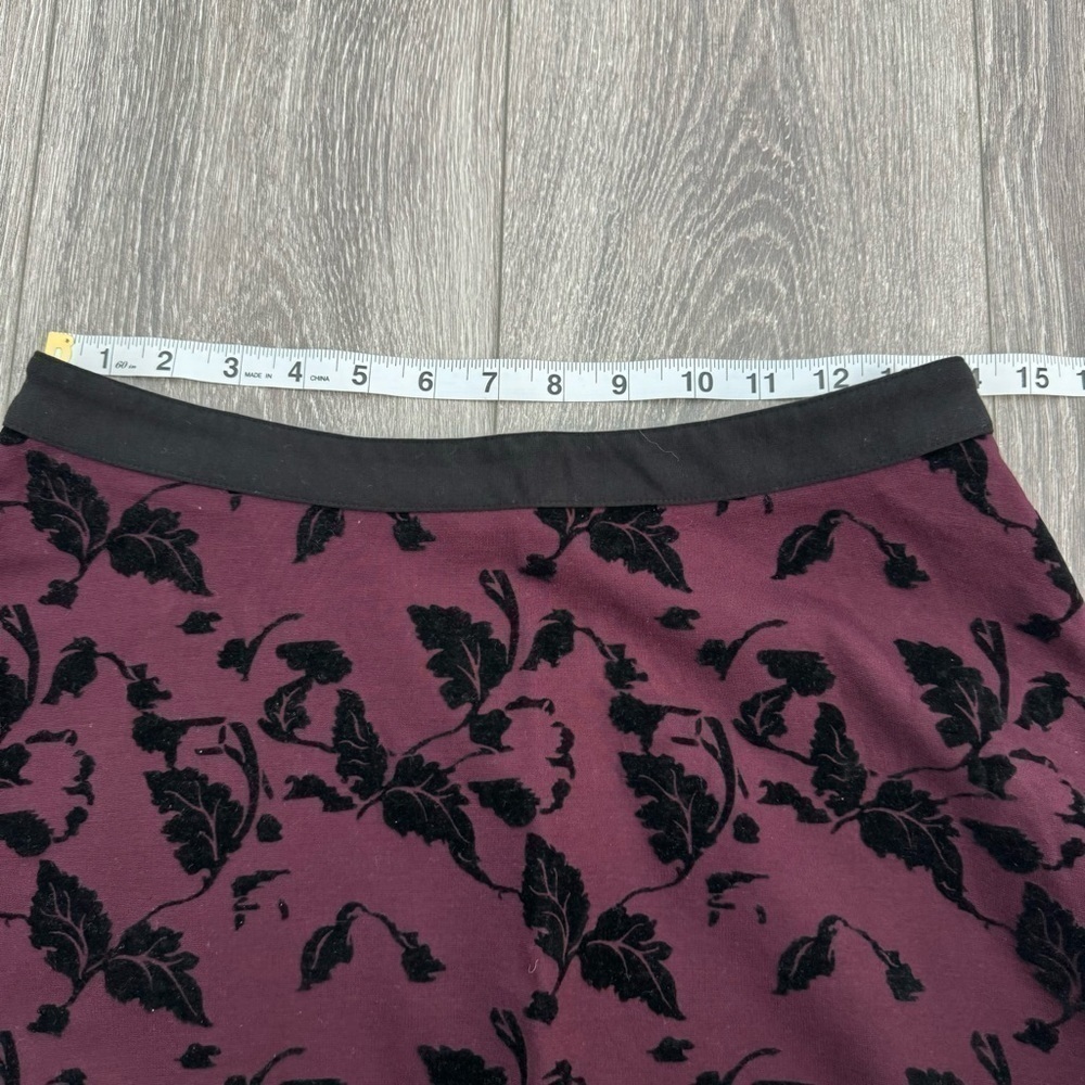 Carmen Marc Valvo Purple Black Velvet Leaf Fall Winter Party Skirts Size 6 - Picture 9 of 11